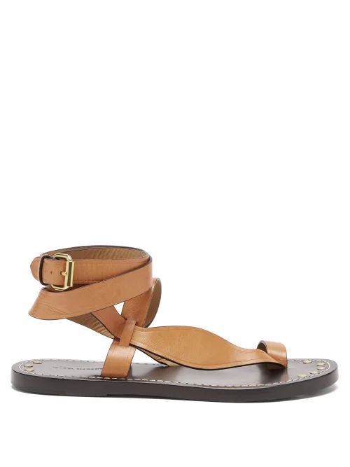 Jolda Wraparound Leather Sandals - Womens - Beige