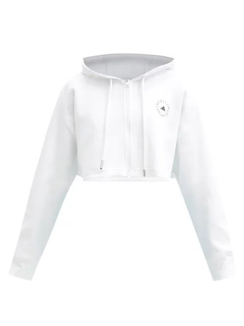 Cropped Organic Cotton-blend Hooded Sweatshirt - Womens - White