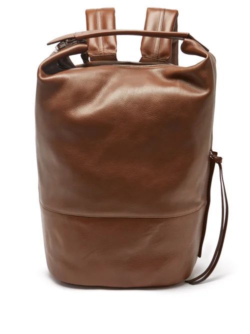Grained-leather Backpack - Womens - Brown