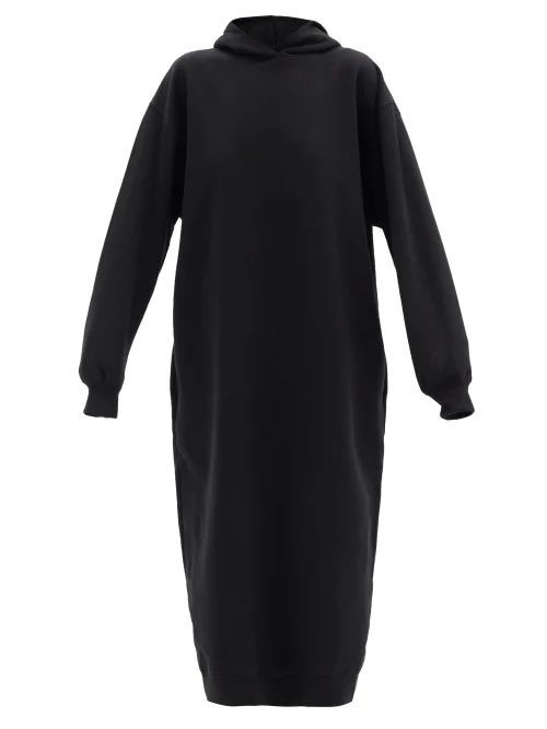 Recycled-yarn Hooded Sweatshirt Dress - Womens - Black