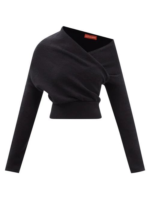 Eugenia Off-shoulder Cotton-blend Sweater - Womens - Black