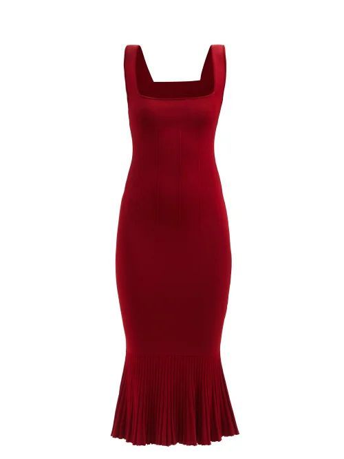 Atalanta Square-neck Knit Dress - Womens - Red
