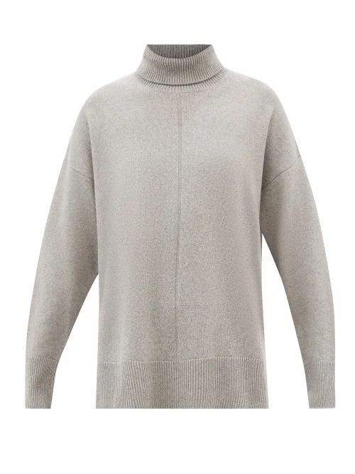 Cashmere-blend Roll Neck Sweater - Womens - Grey