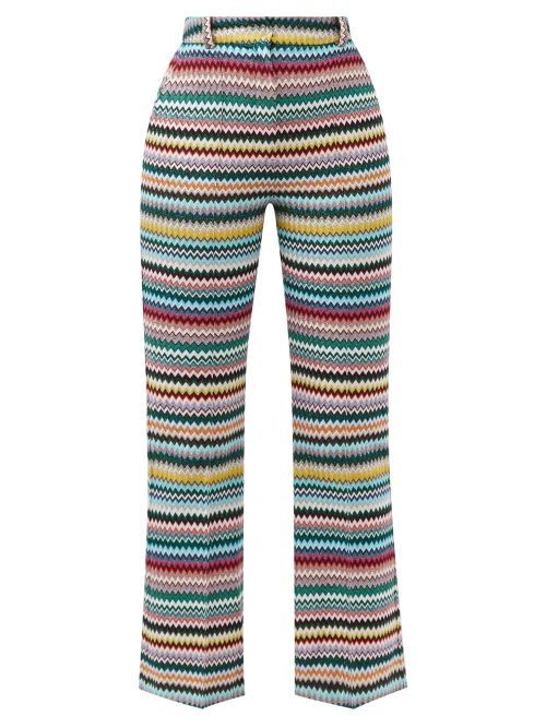 Metallic Zigzag-knit Cropped Trousers - Womens - Multi Stripe
