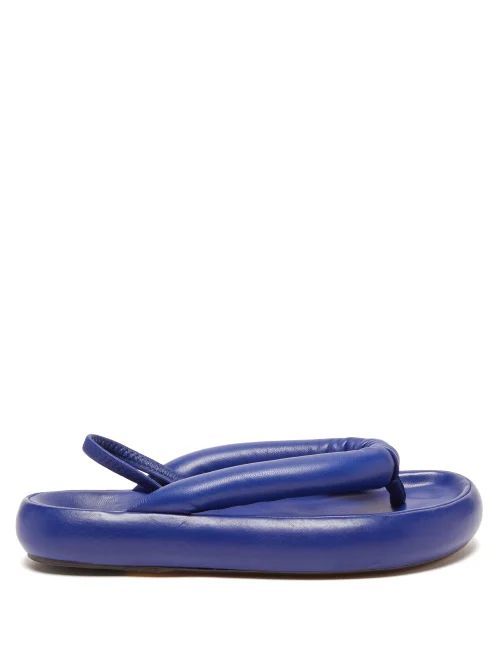 Orene Padded Leather Flatform Sandals - Womens - Blue