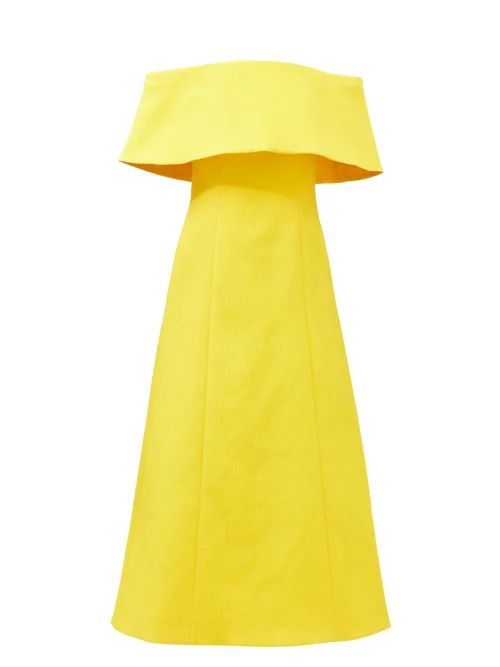 Carita Off-the-shoulder Cloqué Dress - Womens - Yellow