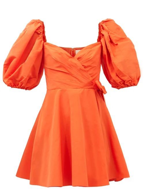 Sweetheart-neck Cotton-blend Faille Mini Dress - Womens - Orange