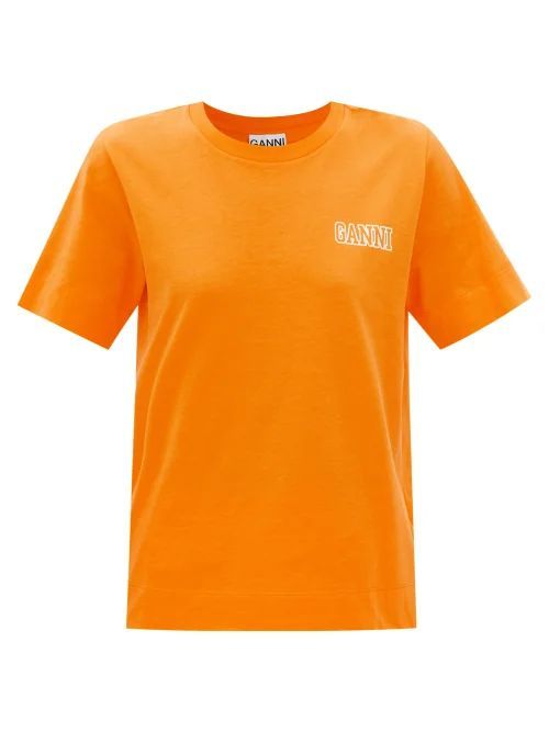 Logo-print Cotton-blend Jersey T-shirt - Womens - Orange