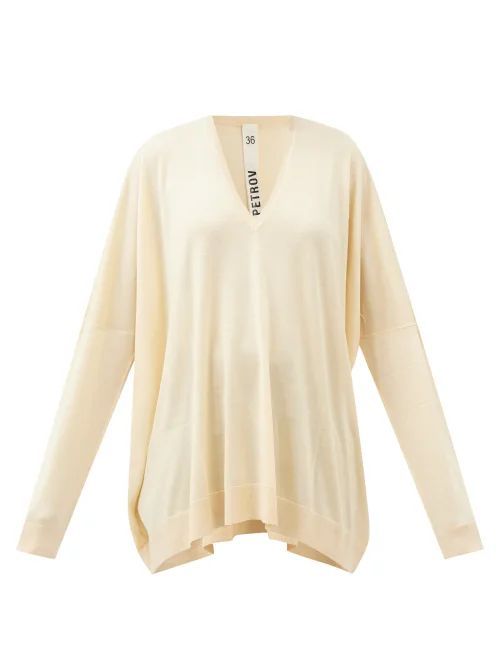 Edwin V-neck Cashmere-blend Sweater - Womens - Cream