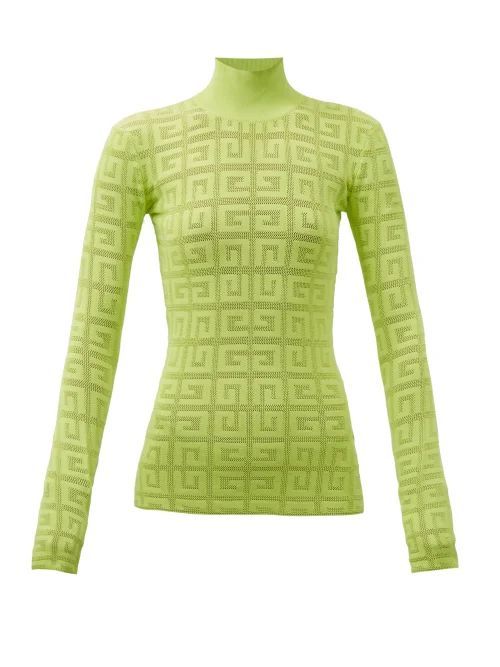 4g Pointelle-knit High-neck Sweater - Womens - Yellow