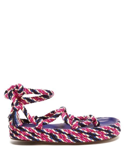 Rope Wraparound Flatform Sandals - Womens - Pink