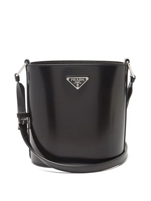 Spazzolato Leather Bucket Bag - Womens - Black