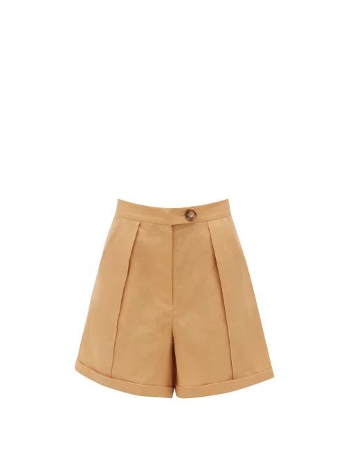 Sundowner High-rise Linen Shorts - Womens - Camel