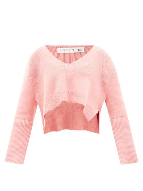 Modus Cropped Cotton-blend Sweater - Womens - Pink