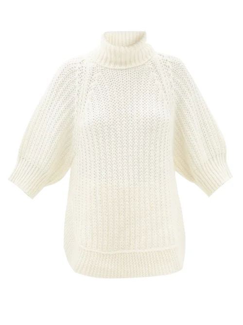 Puffed-sleeve Alpaca-blend Roll-neck Sweater - Womens - Ivory