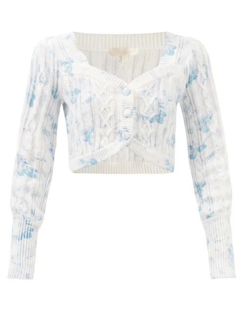 Bishop Tie-dyed Cropped Cotton Cardigan - Womens - Blue White