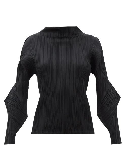 Blast High-neck Technical-pleated Jersey Top - Womens - Black