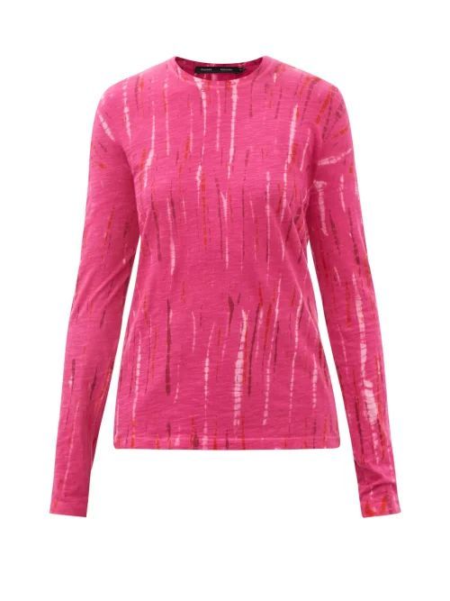 Tie-dyed Cotton-jersey Long-sleeved T-shirt - Womens - Pink