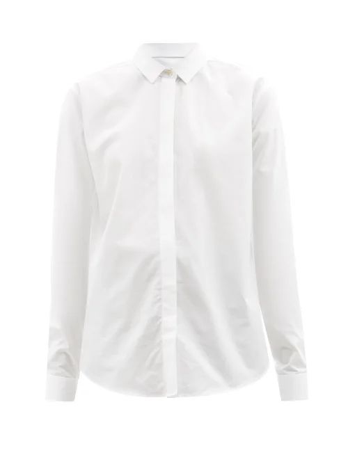 Point-collar Cotton-poplin Shirt - Womens - White
