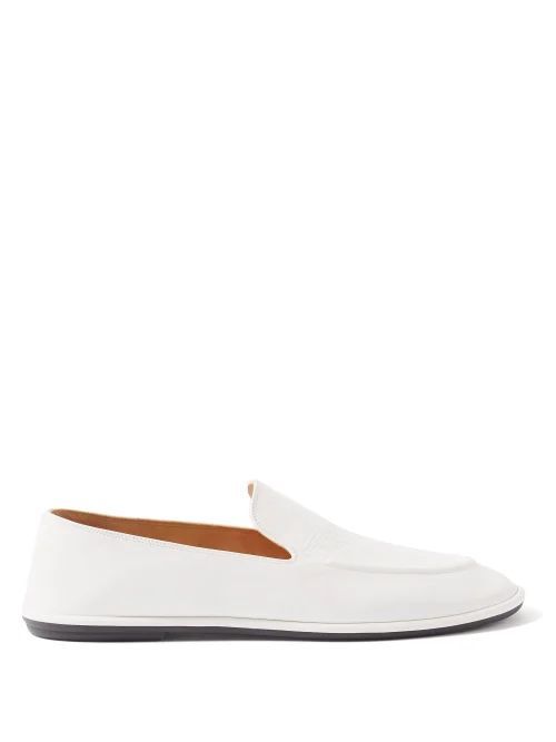 Canal Grained-leather Loafers - Womens - White
