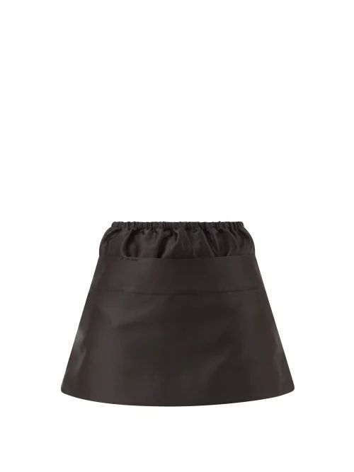 Appliqué-logo Double-waist Shell Mini Skirt - Womens - Black