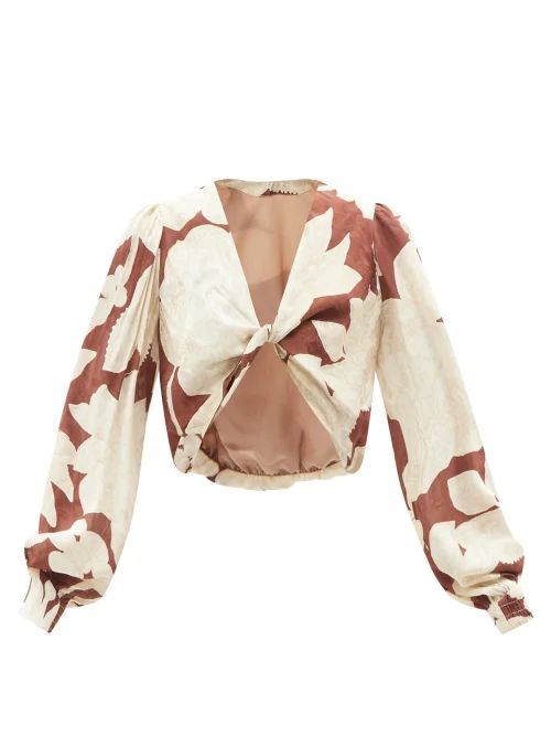 Casper Floral Faux-fur Jacket - Womens - Brown Multi