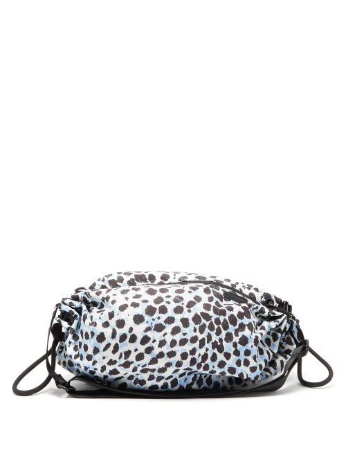 Leopard-print Recycled-fibre Drawstring Bag - Womens - Blue Multi