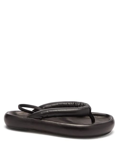 Orene Padded Leather Flatform Sandals - Womens - Black