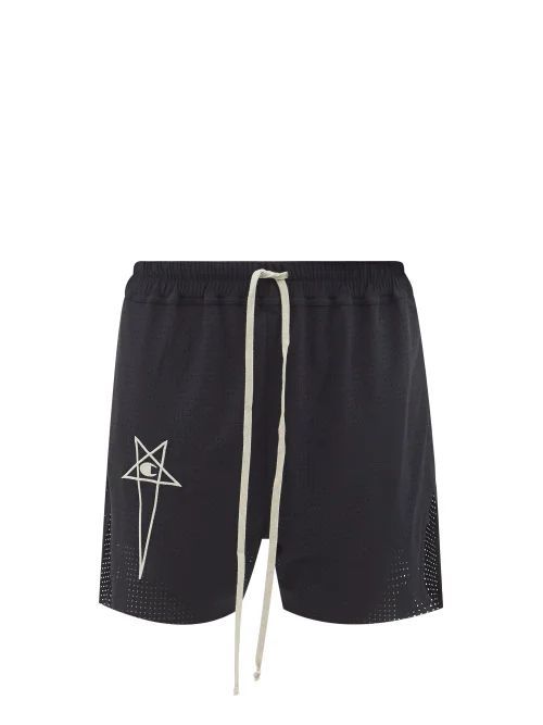 X Champion Logo-embroidered Mesh Shorts - Womens - Black