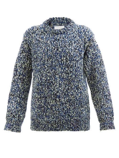 Knitted Wool-blend Sweater - Womens - Blue Multi