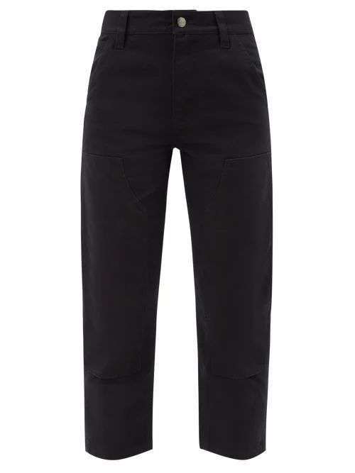 Cropped Wool-twill Trousers - Womens - Black