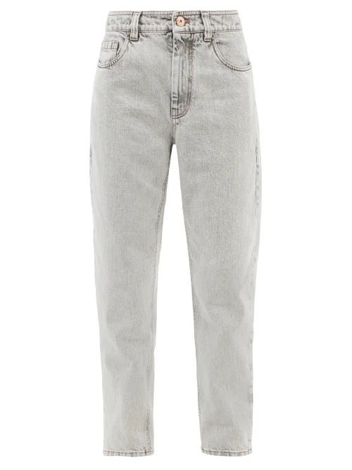 Stonewashed High-rise Tapered-leg Jeans - Womens - Grey