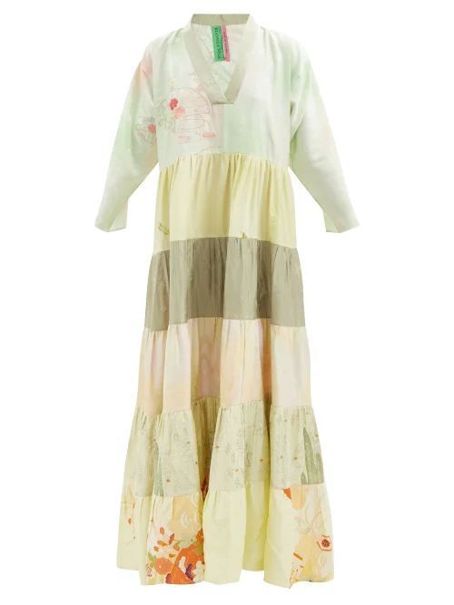 Patchwork Vintage-silk Dress - Womens - Multi
