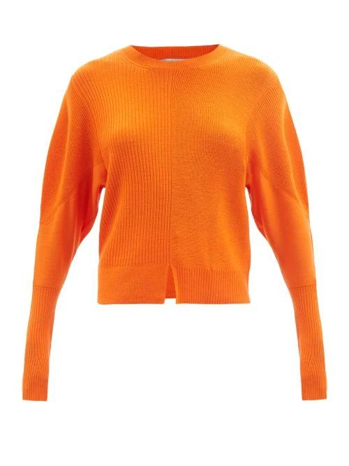 Mix-stitch Virgin Wool Sweater - Womens - Orange