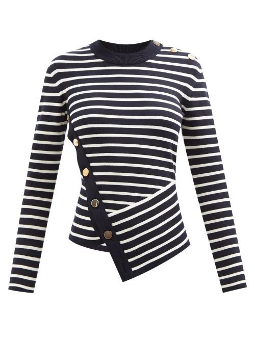 Striped Wool-blend Sweater - Womens - Navy Stripe