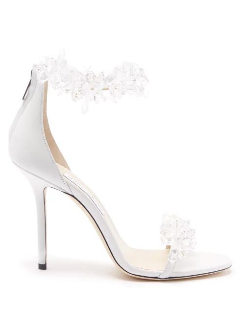 Crystal-cluster Leather Sandals - Womens - White