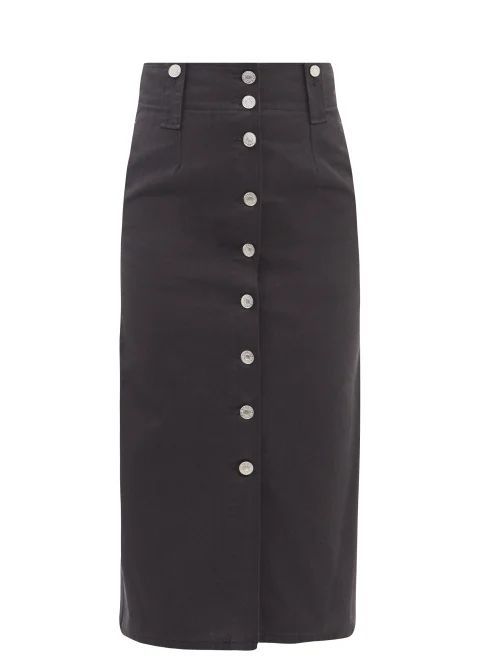 Blehora Buttoned Denim Midi Skirt - Womens - Black