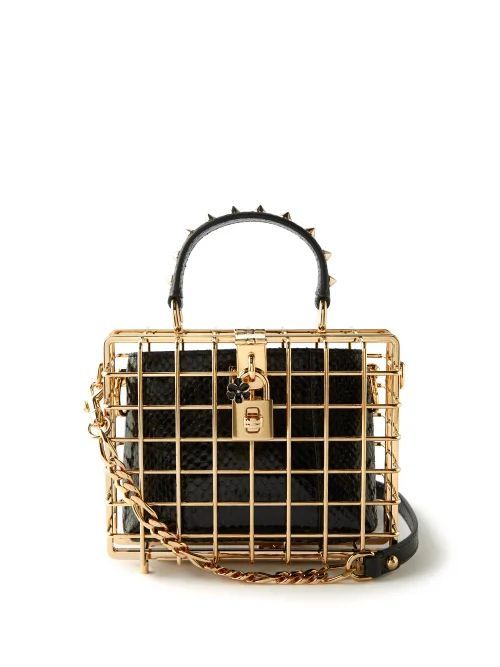 Dolce Box Elaphe-pouch Box Bag - Womens - Black Gold