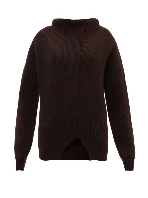 Dassimo Draped High-neck Ribbed Sweater - Womens - Brown