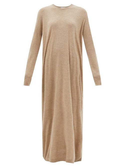 Responsible-cashmere Dropped-shoulder Knit Dress - Womens - Beige