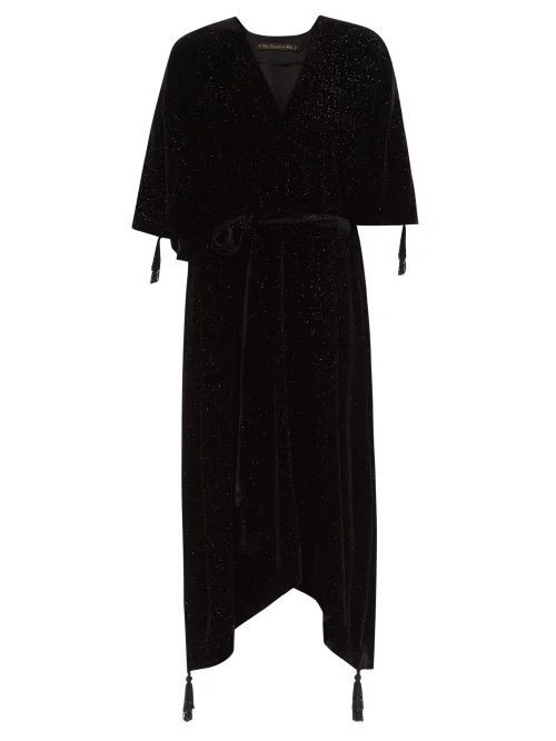 The Nocturama Sparkled-velvet Midi Dress - Womens - Black Gold
