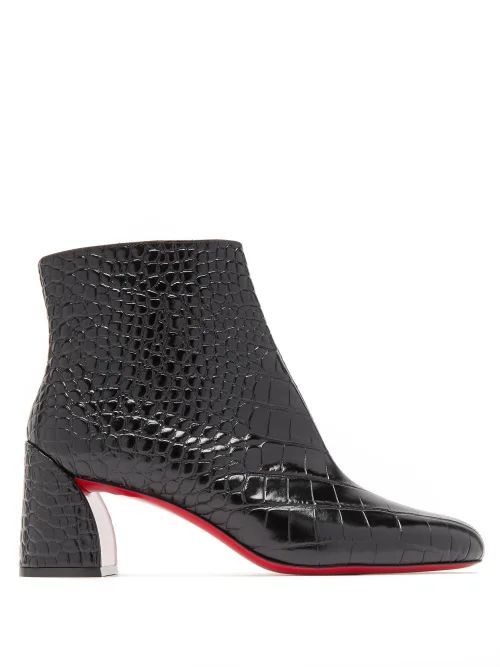 Turela 55 Crocodile-effect Leather Ankle Boots - Womens - Black