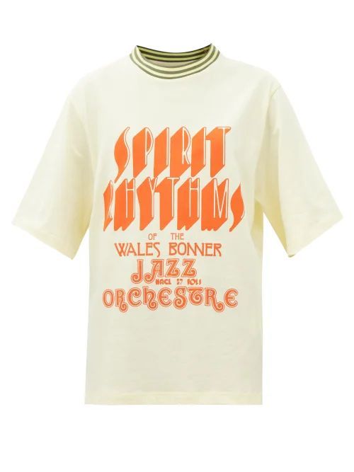 Rhythmo-print Organic Cotton-jersey T-shirt - Womens - Ivory Multi