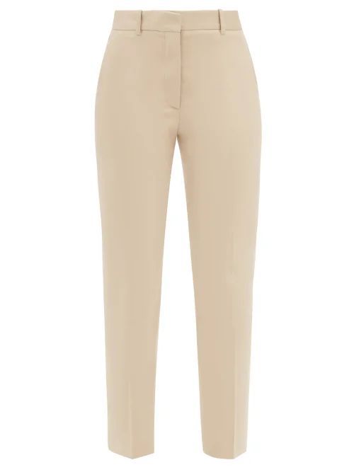 Coleman Cropped Stretch-gabardine Trousers - Womens - Light Beige