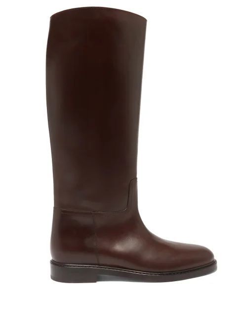 Knee-high Leather Boots - Womens - Brown