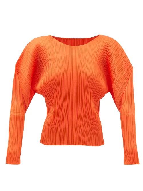 Gusty Technical-pleated Long-sleeved Top - Womens - Orange