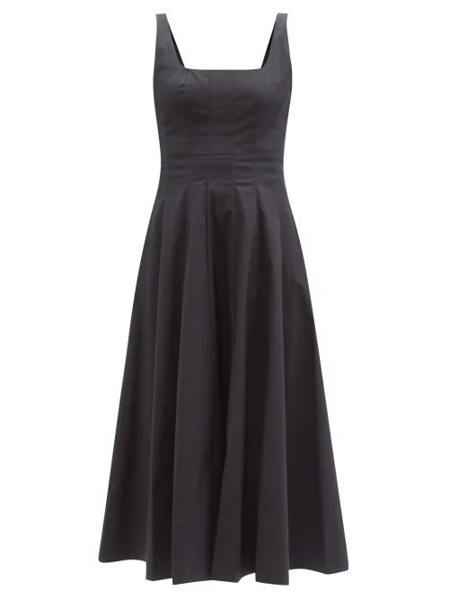 Wells Square-neck Cotton-blend Dress - Womens - Black