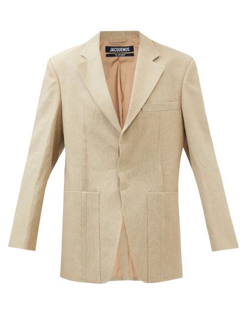 Homme Oversized Flax Suit Jacket - Womens - Beige