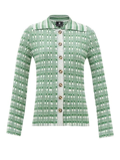The Chalet Checked Merino Knit Top - Womens - Green