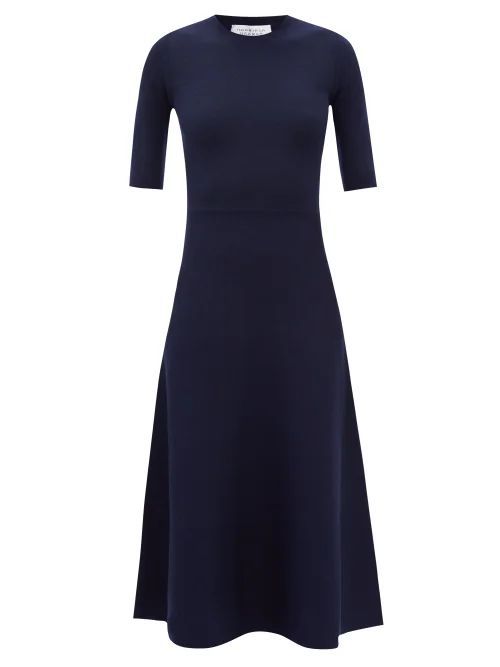 Seymore Wool-blend Midi Dress - Womens - Dark Navy